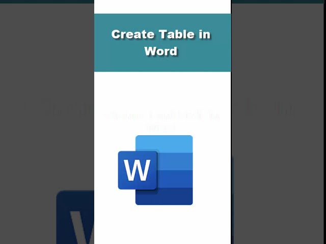 Create Table in Word