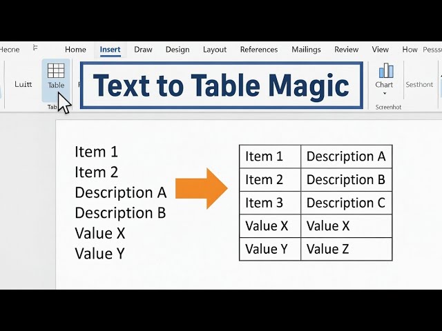 How to Convert Text to Table in MS Word | Easy & Quick Tutorial #MSWordTips