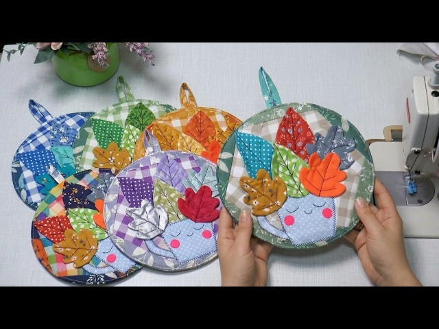 Genius Fall Sewing Trick! 🍂 DIY Fabric Leaf Mug Rug & Pot Holder Tutorial