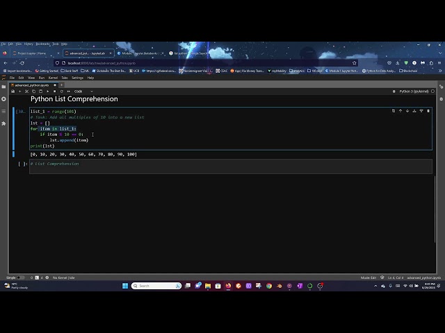 Advanced python - list comprehension