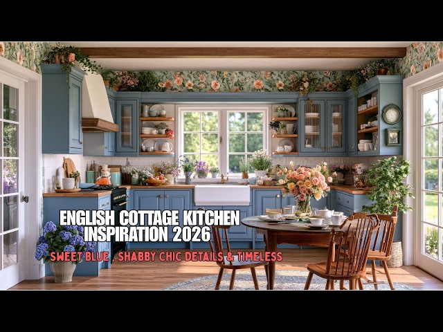 English Cottage Kitchen Inspiration | Sweet Blue Colors & Shabby Chic Details