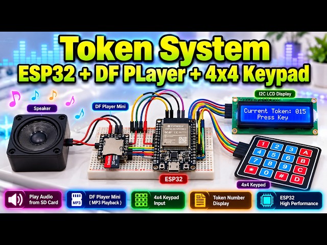 How to Build an ESP32 Token Call System with Keypad, LCD & Audio Voice | Token Counter | DF Player