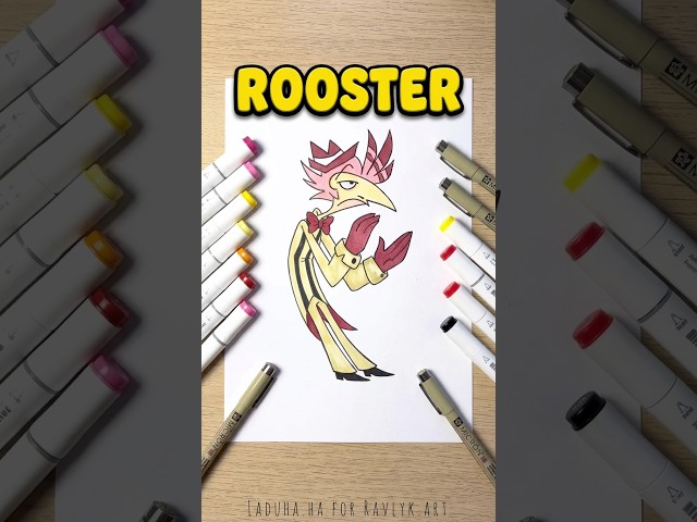 🐓❤️ Rooster from Hazbin Hotel 🎨 Animated Fan Guide ▶️ #shorts #drawing #RavlykAr
