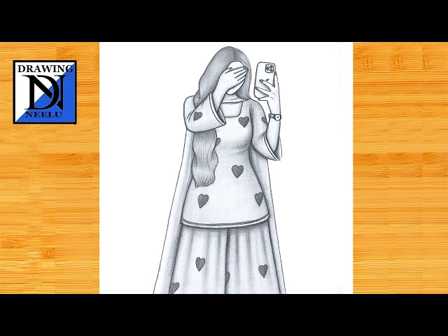 How to Draw a Stylish Girl Taking Selfie -Drawing easy || Pencil sketch for beginner || Girl drawing