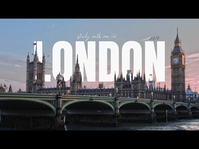 study with me in London | 2 hour pomodoro timer (25/5) • piano & rain sounds