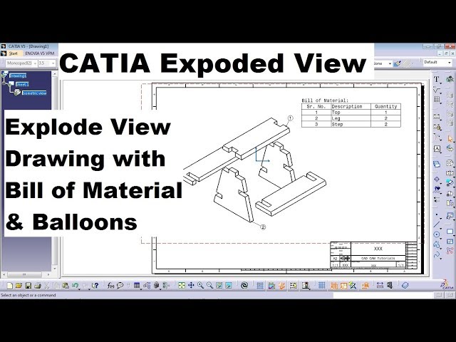 CATIA Exploded View Assembly Drawing & Drafting Tutorial | CATIA Bill of Material & Balloon