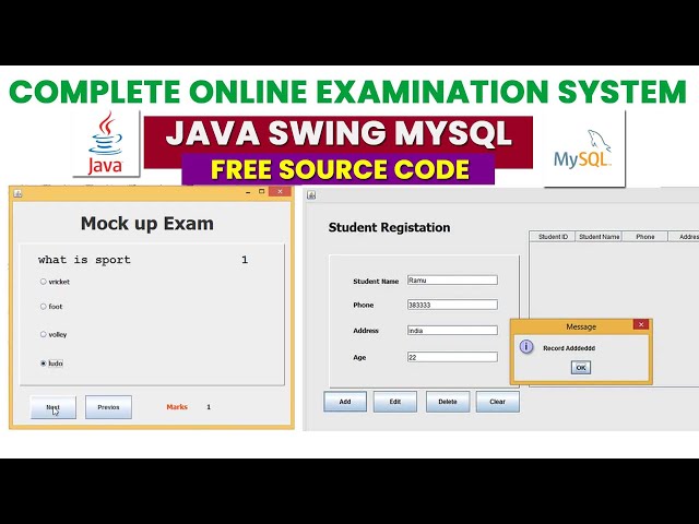 Complete online examination system project Java Swing + MySQL | Free Source Code!