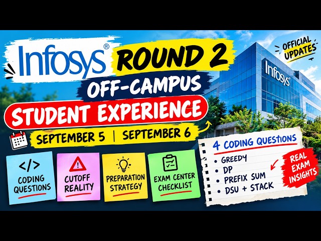 Infosys Round 2 Off Campus Sept 5 Experience | 4 Coding Questions, Cutoff & Sept 6 Tips