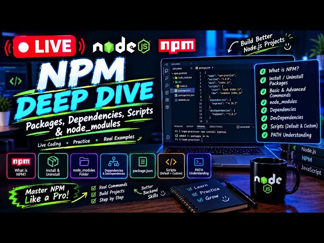 🔴 LIVE | NPM Deep Dive 🚀 | npm Install, Dependencies, Scripts & node_modules | Live Coding