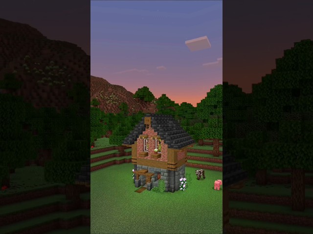 Minecraft Brick Cottage 💝 For Build and No Music #shorts #minecraft