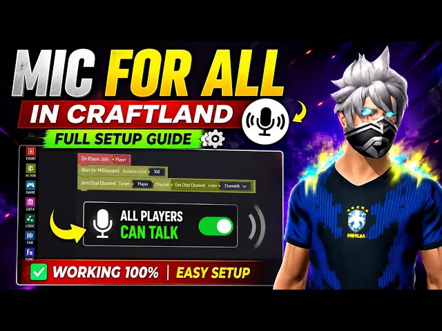 HOW TO MAKE MIC FOR ALL FOR CRAFTLAND IN SCRIPT / CREATE IN FREE FIRE 2026
