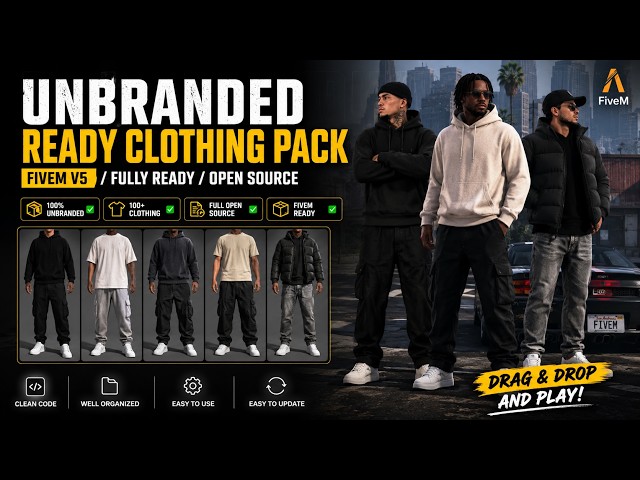 FiveM Unbranded Ready Clothing Pack | FiveM V5 | GTAV FiveM Ready | Full Open Source | Preview