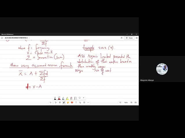 AUG 2026 BUSINESS STATISTICS LECTURE 2