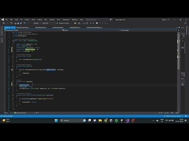 player double jump in unity 3d  in 1 minute easy way  #unity #development #3d #script