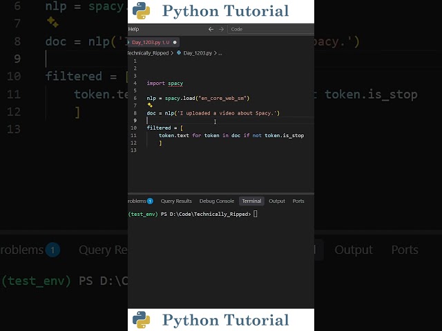 Removing Stop Words In Spacy | Python Tutorial