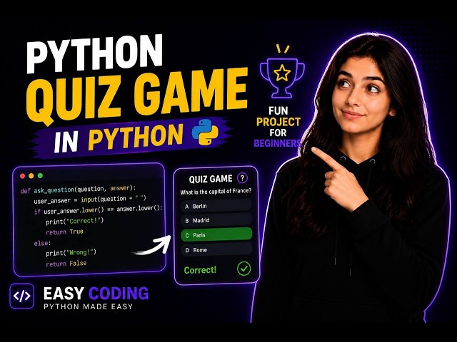 Build a Quiz Game in Python 🐍 | Beginner Python Project  ( Step-by-Step )