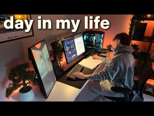 A Productive Day in My Life as a Student | Desk Setup, Studying & Gaming