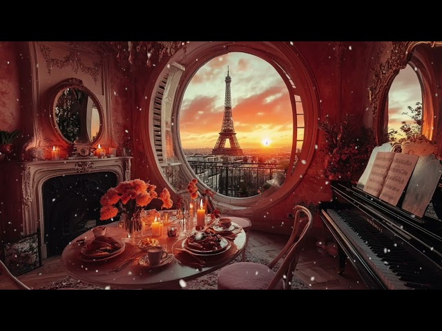 Cozy Snowy Calm Piano Paris Apartment I Relax, Work, Study or Sleep Ambience Music