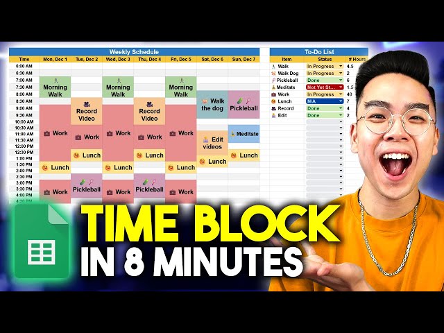 How to Make a Weekly TIME BLOCK Schedule in Google Sheets *EASY*