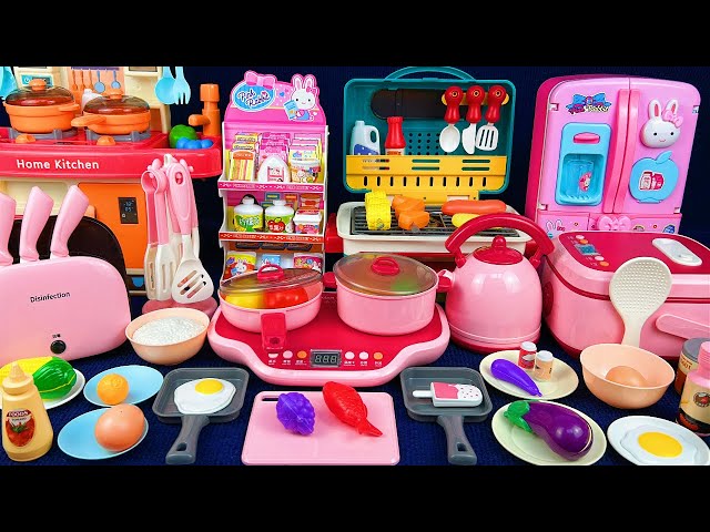 10 Minutes Satisfying with Unboxing Pink Fridge Toy & Kitchen Toy Set Review Toys | ASMR 