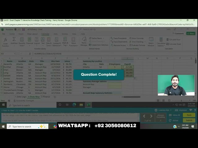 Unit 6 - Excel Chapter 7 Interactive Knowledge Check Training | Excel Chapter 7: Simulation Training