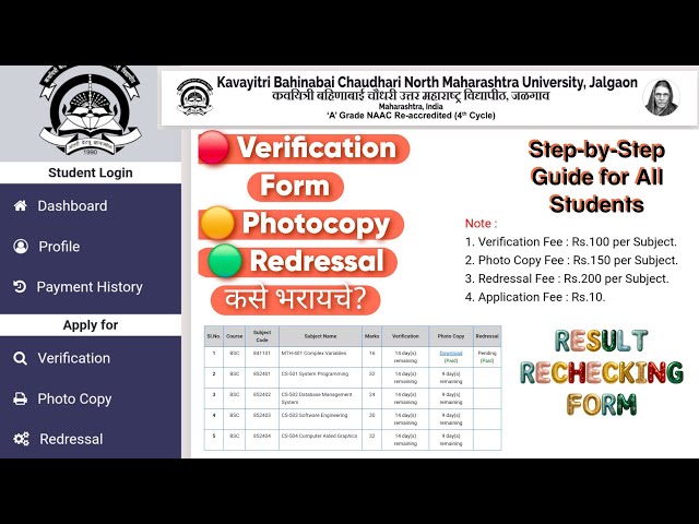  Verification / Photocopy / Redressal Form कसे भरायचे? | KBCNMU Jalgoan | Step-by-Step Guide for All