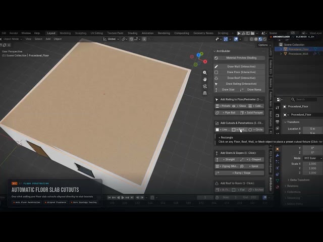 Archbuilder Blender Addon: Architectural Modeling Made Fast, Intuitive & Fun