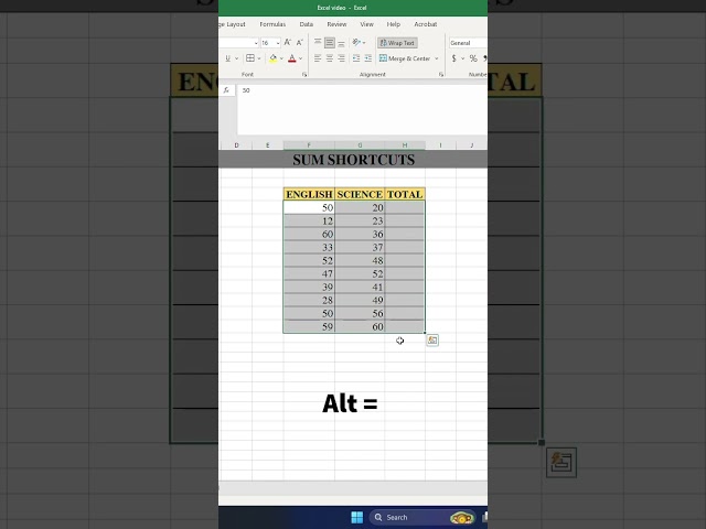 STOP Typing SUM Formula! 😱 Use This Excel Shortcut ALT + = #exceltips  #excel #excelformula