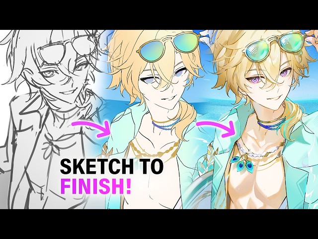 Full Sketch to Render in Clip Studio! How I Draw Aventurine from Honkai [Speedpaint]