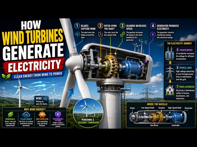 How Wind Turbines Generate Electricity | Wind Energy Explained in 3D 🌬️⚡ | 3D DECODE