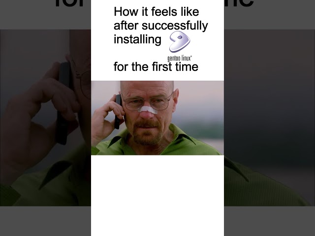 How it feels like after installing Gentoo for the first time #meme #linux #gentoo