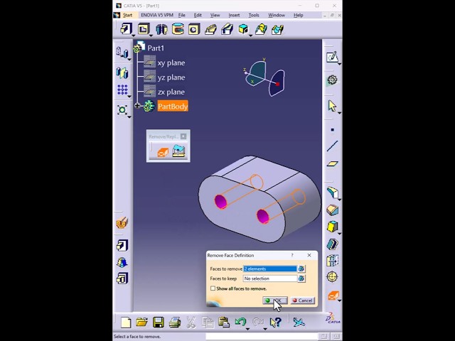 Remove Face in CATIA V5 | Direct Editing Feature #shorts
