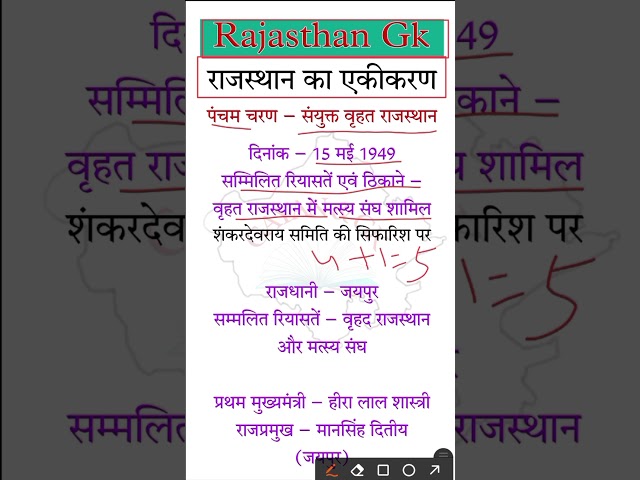 राजस्थान का एकीकरण #4thgrade_rajasthan #gk #rajasthanklasanskrti #indiangeography #4thgrade2025 #gk