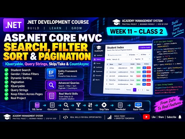 ASP.NET Core MVC Search, Filter, Sorting & Pagination with EF Core | Week 11 Class 2