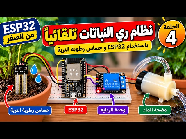 لوحة  ESP32 من الصفر #4 | نظام ري النباتات تلقائياً بحساس رطوبة التربة  #ESP32   #الكترونيات