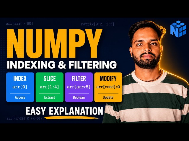 NumPy Indexing, Slicing & Boolean Filtering in Hindi | Data Filtering Made Easy | Beginner Tutorial