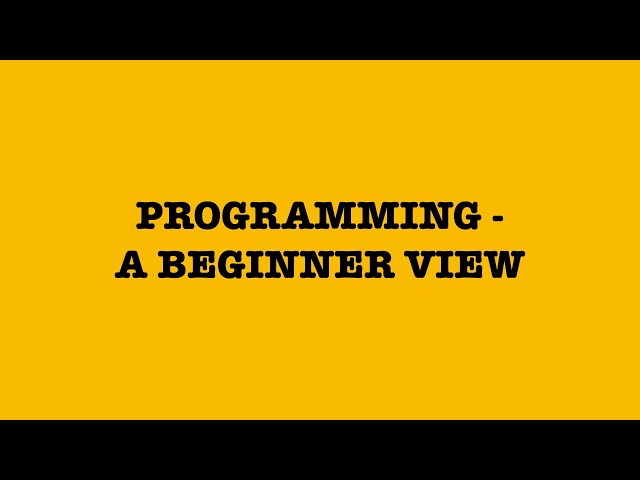 Programming - A Beginner's Dive In