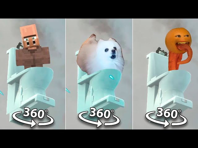 360º VR Skibidi Toilet Minecraft Villager vs Skibidi Dog Toilet 13 vs Annoying Orange Toilet