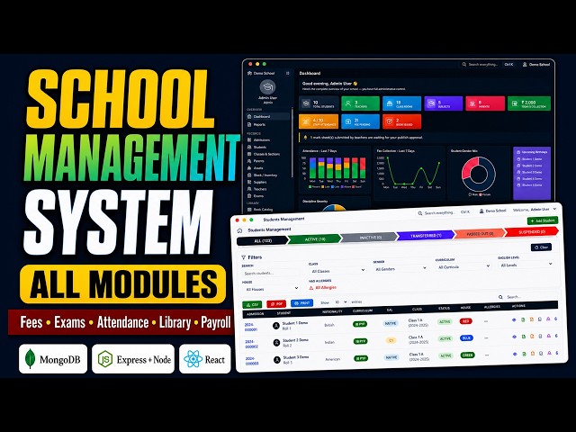 School Management System with All Modules | Fees, Exams, Attendance, Library | MERN | Source Code