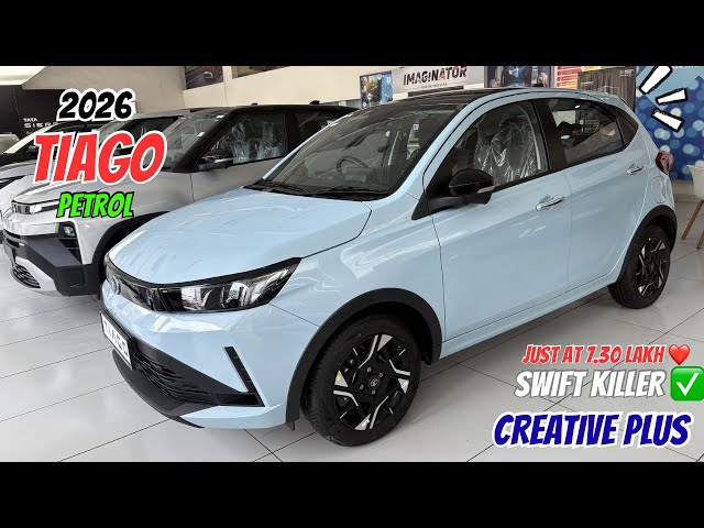 2026 Facelift Tata Tiago Creative Plus Petrol Top Variant✅ Swift Killer Hatchback On Road Price🚀