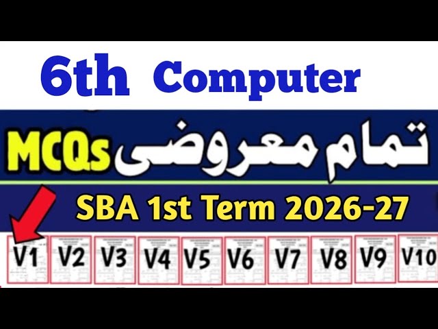 Class 6 Computer MCQs paper 2026 Sba 6th class Computer paper first term 2026