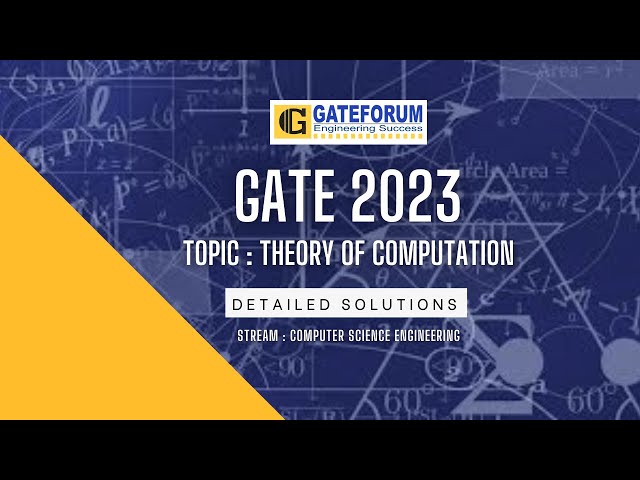 GATE 2023 Exam Solutions I Theory of computation I Computer Science Engineering
