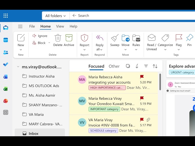 Task 2.1. EMAIL MANAGEMENT |  et al   Folder, Categories, Flags