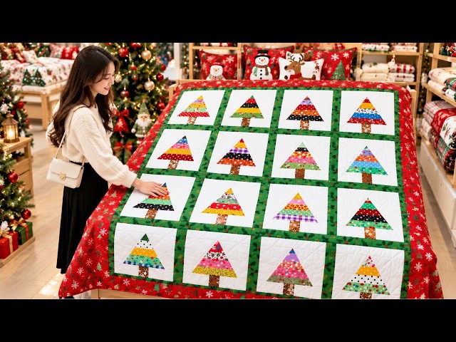 🎄 I Made a Christmas Tree Quilt from Scrap Fabric - It’s So Easy and Beautiful!