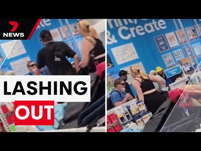 Woman's foul-mouthed tirade caught on camera at Officeworks Elizabeth | 7NEWS
