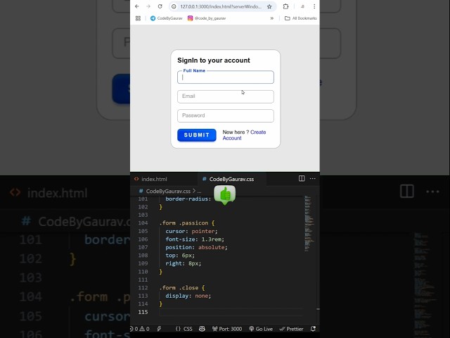 🔐 Simple Sign In Form UI using HTML & CSS #webdevelopment #coding #htmlcss #shorts