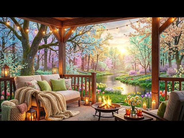 Soft Spring Morning ☀️ Cozy Cabin by the River | Relaxing Piano Ambience