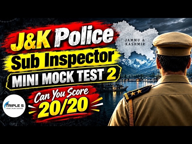 J&K Police Sub Inspector Mini Mock Test 2 | Can You Score 20/20? 🔥  @TripleSClasses