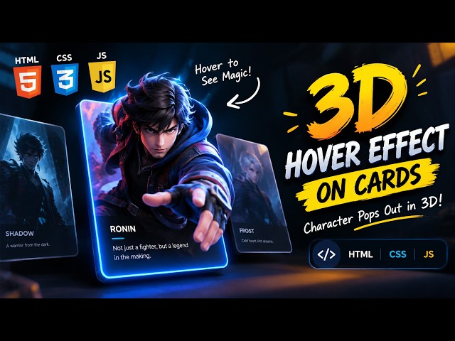🔥 3D Hover Effect on Cards That Brings Characters to Life! 😱 | HTML CSS & JS