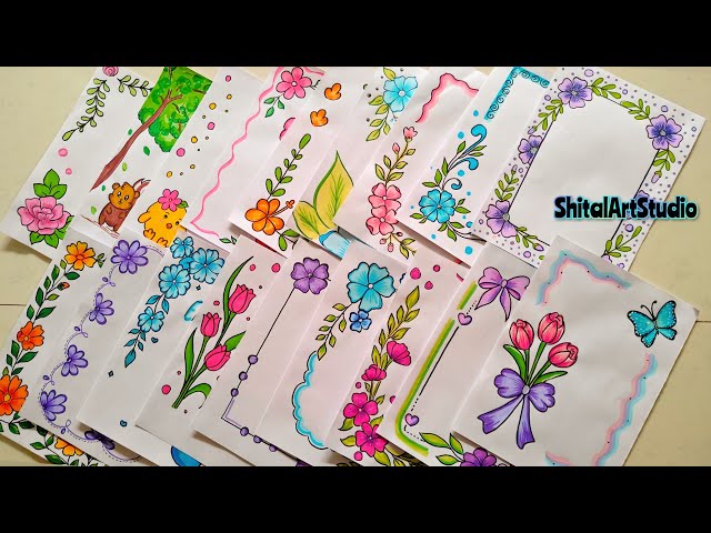 20 BEAUTIFUL BORDER DESIGNS PROJECT WORK DESIGNS A4 SHEET FILE FRONT PAGE DESIGN FOR SCHOOL PROJECTS
